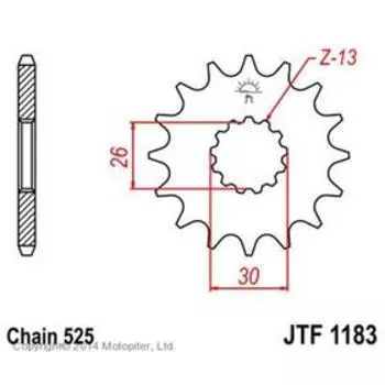 Звезда передняя, ведущая, стальная JTF1183, цепь 525, 18 зубьев