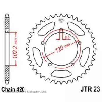 Звезда ведомая JT sprockets 23.47, цепь 420, 47 зубьев