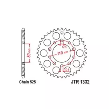 Звезда ведомая JT sprockets JTR1332-37, цепь 525, 37 зубьев