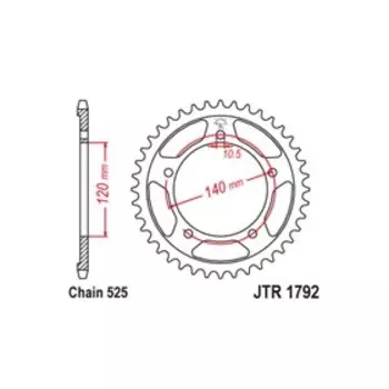 Звезда ведомая JT sprockets JTR1792-43, цепь 525, 43 зубья