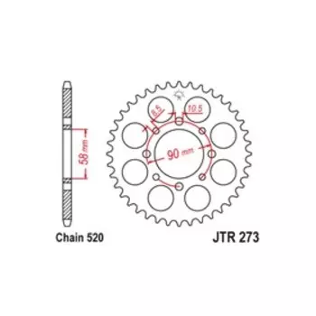 Звезда ведомая JT sprockets JTR273-45, цепь 520, 45 зубьев