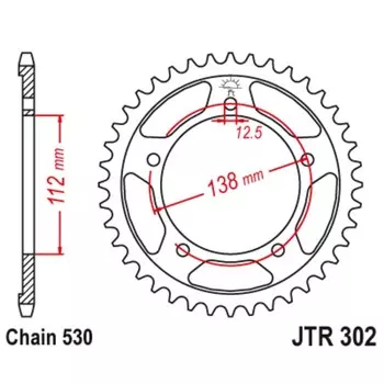 Звезда ведомая JT sprockets JTR302-42, цепь 530, 42 зубья