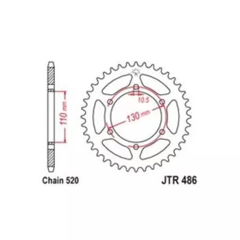 Звезда ведомая JT sprockets JTR486-43, цепь 520, 43 зубья