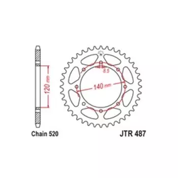 Звезда ведомая JT sprockets JTR487-46, цепь 520, 46 зубьев