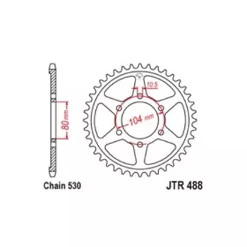 Звезда ведомая JT sprockets JTR488-44, цепь 530, 44 зубья