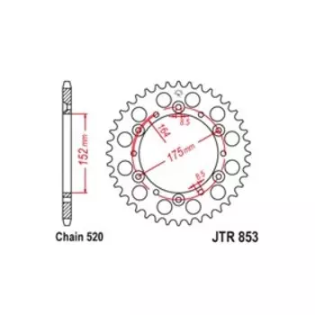 Звезда ведомая JT sprockets JTR853-51, цепь 520, 51 зубье