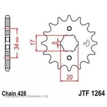 Звезда ведущая JT sprockets JTF1264-15, цепь 428, 15 зубьев