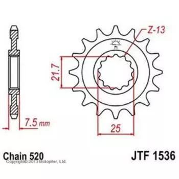 Звезда ведущая JT sprockets JTF1536-16, цепь 520, 16 зубьев