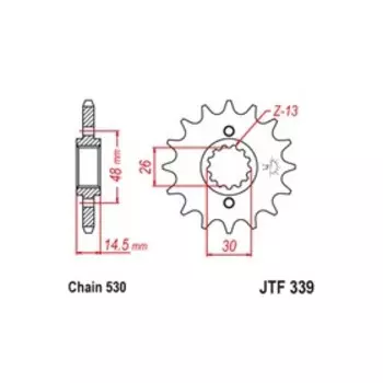 Звезда ведущая JT sprockets JTF339-18, цепь 530, 18 зубьев