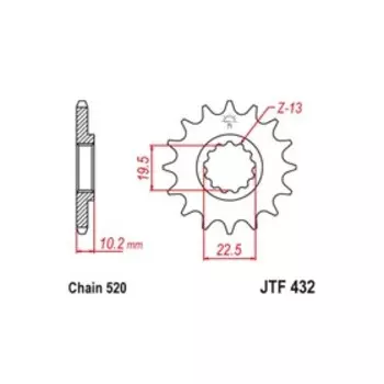 Звезда ведущая JT sprockets JTF432-14SC, цепь 520, 14 зубьев