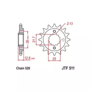 Звезда ведущая JT sprockets JTF511-15, цепь 520, 15 зубьев