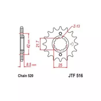 Звезда ведущая JT sprockets JTF516-15, цепь 520, 15 зубьев