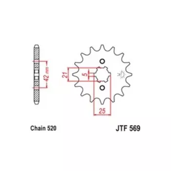 Звезда ведущая JT sprockets JTF569-16, цепь 520, 16 зубьев