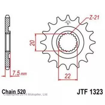 Звезда ведущая JTF1323-12, F1323-12, JT sprockets, цепь 520, 12 зубьев
