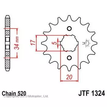 Звезда ведущая JTF1324-13, JT sprockets, цепь 520, 13 зубьев