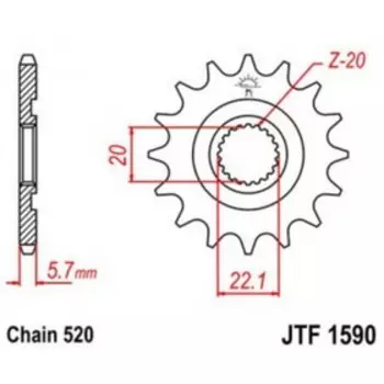 Звезда ведущая JTF1590-14SC, JT sprockets, цепь 520, 14 зубьев