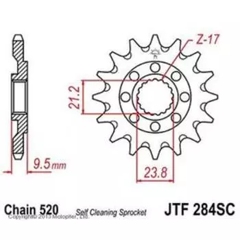 Звезда ведущая JTF284-14SC, JT sprockets, цепь 520, 14 зубьев