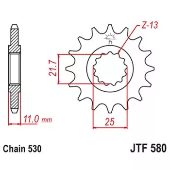 Звезда ведущая JTF580-15, JT sprockets, цепь 530, 15 зубьев