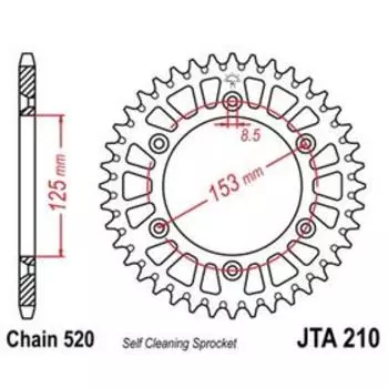 Звезда задняя, ведомая JTA210 алюминиевая