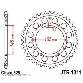 Звезда задняя, ведомая JTR1311 стальная, цепь 525, 44 зубья