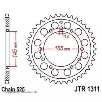 Звезда задняя, ведомая JTR1311 стальная, цепь 525, 45 зубьев