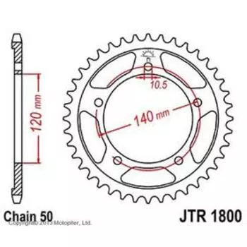 Звезда задняя, ведомая JTR1800 стальная, цепь 530, 46 зубьев