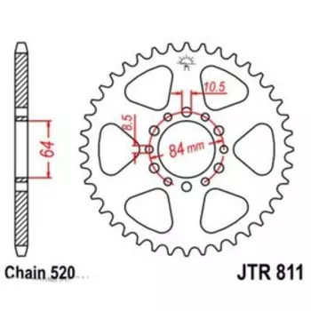 Звезда задняя, ведомая JTR811 стальная, цепь 520, 48 зубьев