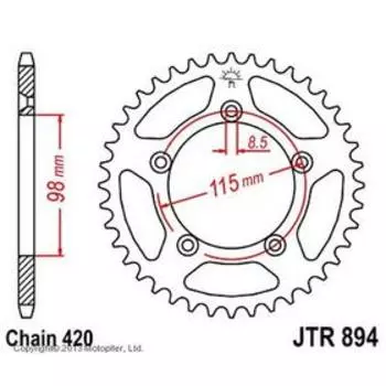 Звезда задняя, ведомая JTR894 стальная, цепь 420, 48 зубьев