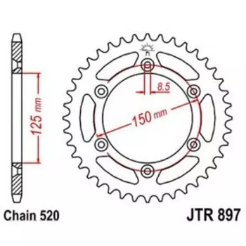 Звезда задняя, ведомая JTR897 стальная, цепь 520, 40 зубьев