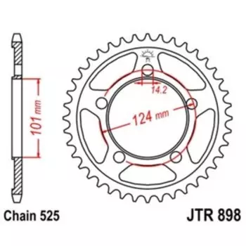 Звезда задняя, ведомая JTR898 стальная, цепь 525, 38 зубьев