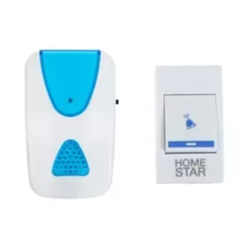 Звонок HOMESTAR HS-0103, электрический, беспроводной, 32 мелодии, 100 м, от батареек, синий