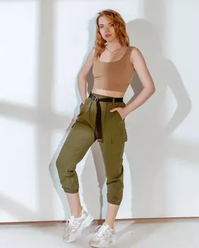 Брюки женские No Name 3022 + ремень (M-L, Черный)