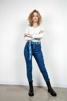 Джинсы женские Denim 86208 + ремень (29, Синий)