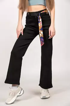 Джинсы женские Denim T008 + ремень (27, Черный)