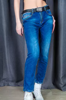 Джинсы женские Kiwi ninja DQ-K7065 + ремень (32, Синий)