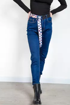 Джинсы женские утепл Denim HZX-4513 + ремень (28, Синий)