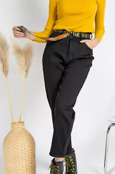 Джинсы женские утепл. Denim L8292 + пояс (32, Черный)