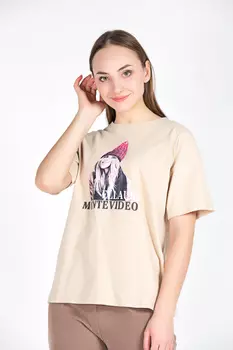 Футболка женская Qin yuan D1212 к/р (S, Бежевый)