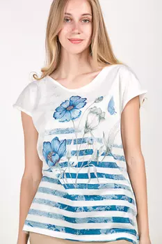 Футболка женская STOLNIK 9381-2 к/р (54, Голубой)