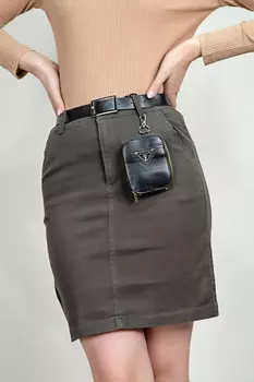 Юбка женская джинс S&amp;T 3523 + ремень + кошелек (44, Черный)