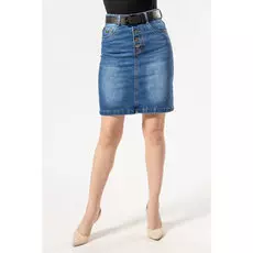 Юбка женская джинс S&amp;T 6100 + ремень (29, Темно-Синий)