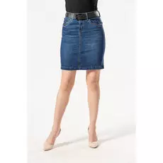 Юбка женская джинс S&amp;T 6103 + ремень (28, Темно-Синий)