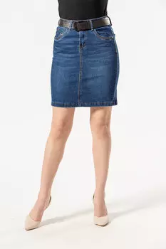 Юбка женская джинс S&amp;T 6103 + ремень (27, Темно-Синий)