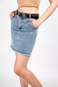 Юбка женская джинс S&amp;T 6508 + ремень (38, Черный)