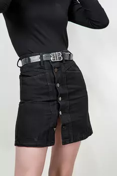 Юбка женская джинс S&amp;T 6686 + ремень (42, Черный)