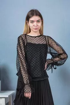 Комплект женский (B) (блузка+топ) DC 075-1 (38, Черный)