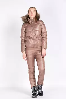Комплект женский (брюки+куртка) STOLNIK 27080-1 + нат. мех (L, Коричневый)