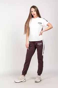 Комплект женский (футболка к/р+брюки) (B) STOLNIK Y804 (46, Белый/Бежевый)