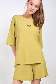 Комплект женский (футболка + шорты) (B) STOLNIK 032 (46, Фисташковый)