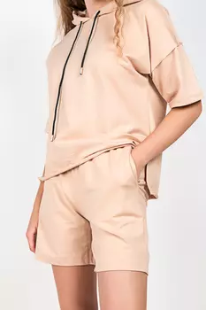 Комплект женский (толстовка к/р + шорты) (B) STOLNIK KM108 (42, Бежевый)